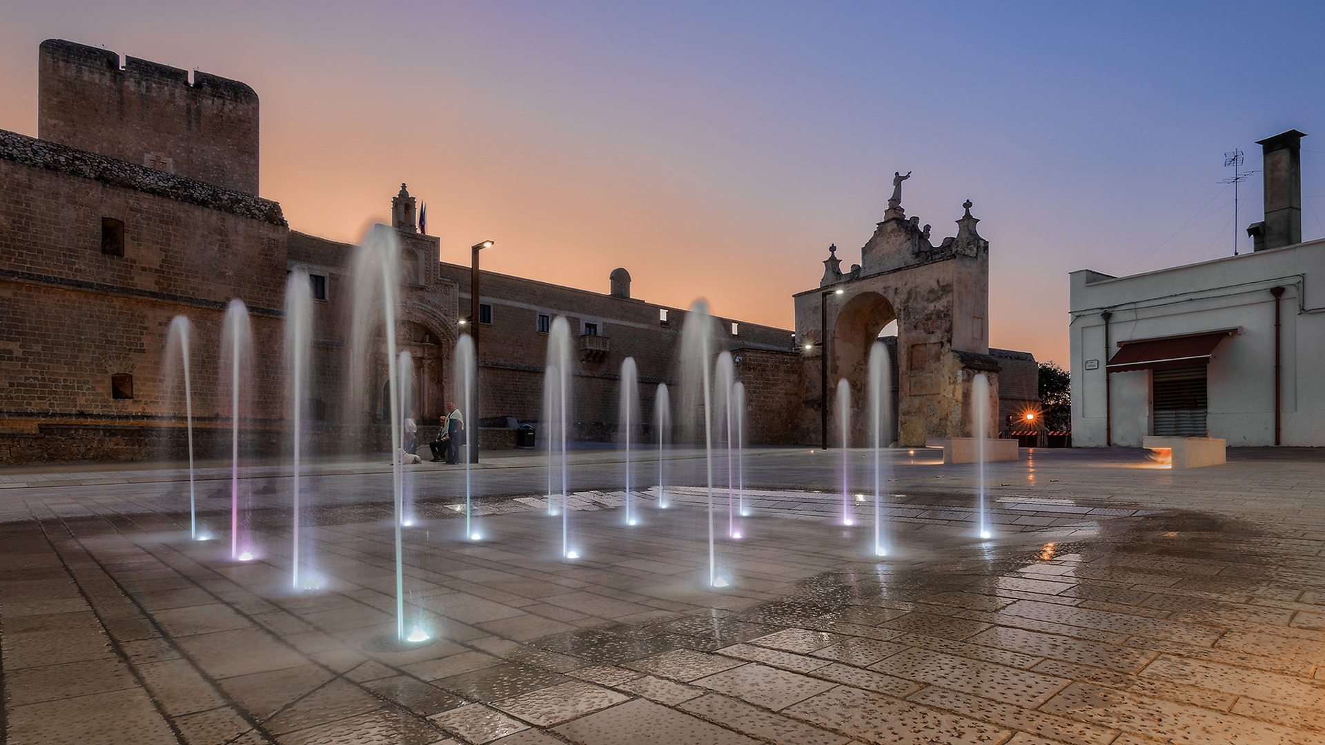 Lampioni di design per illuminazione a LED di piazza con fontana